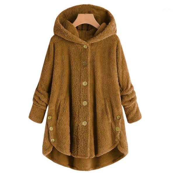 women winter warm fluffy coat overcoat teddy full autumn hooded button jacket outwear loose sweater plus size, Black
women winter warm fluffy coat overcoat teddy full autumn hooded button jacket outwear loose sweater plus size, Black