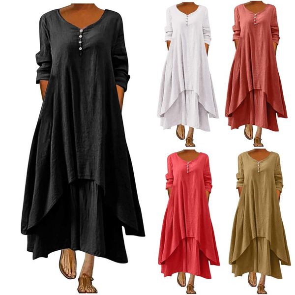 casual dresses women's plus size dress summer all-match solid color cotton and linen long-sleeved o-neck button loose long 50*, Black;gray
casual dresses women's plus size dress summer all-match solid color cotton and linen long-sleeved o-neck button loose long 50*, Black;gray
