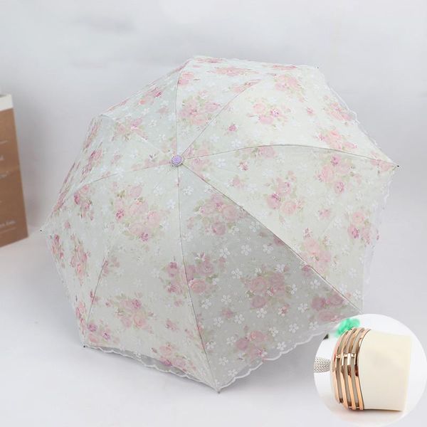 umbrellas folding fresh lace double layer black glue sun umbrella uv protection single goddess