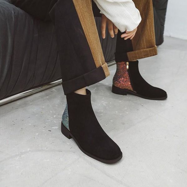 boots winter british style with plush warm casual short korean low heel women's shoes cotton, Black
boots winter british style with plush warm casual short korean low heel women's shoes cotton, Black