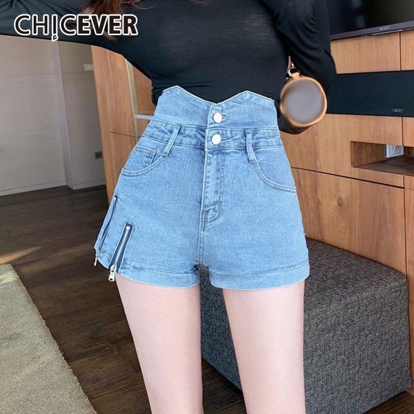 women's shorts chicever denim blue short pants for women high waist minimalist patchwork zipper slim solid female 2021 clothing fashion, White;black
women's shorts chicever denim blue short pants for women high waist minimalist patchwork zipper slim solid female 2021 clothing fashion, White;black
