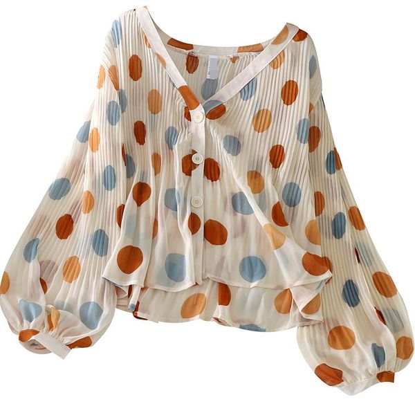 women's blouses & shirts fashion v-neck polka dot sunscreen shirt female bubble lantern sleeve loose chiffon women summer blouse f4, White
women's blouses & shirts fashion v-neck polka dot sunscreen shirt female bubble lantern sleeve loose chiffon women summer blouse f4, White