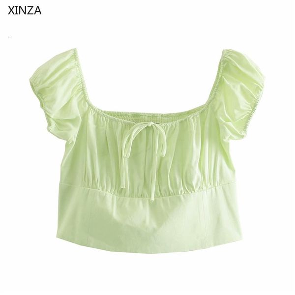 women's knits & tees women linen cropped summer short puff sleeve smocked elastic blouse woman chic front bow square neck gre, White
women's knits & tees women linen cropped summer short puff sleeve smocked elastic blouse woman chic front bow square neck gre, White