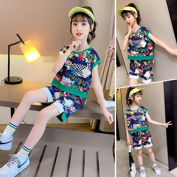 clothing sets girl summer fashion sports short sleeve set kids trend printing, White
clothing sets girl summer fashion sports short sleeve set kids trend printing, White