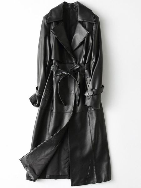 women's jackets haining high-end leather windbreaker 2021 spring sheepskin slim fashion long coat w, Black;brown
women's jackets haining high-end leather windbreaker 2021 spring sheepskin slim fashion long coat w, Black;brown