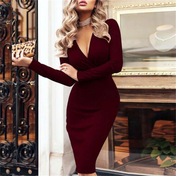 casual dresses 2021 elegant long sleeve women dress deep v-neck solid color bodycon ladies club partywear, Black;gray
casual dresses 2021 elegant long sleeve women dress deep v-neck solid color bodycon ladies club partywear, Black;gray