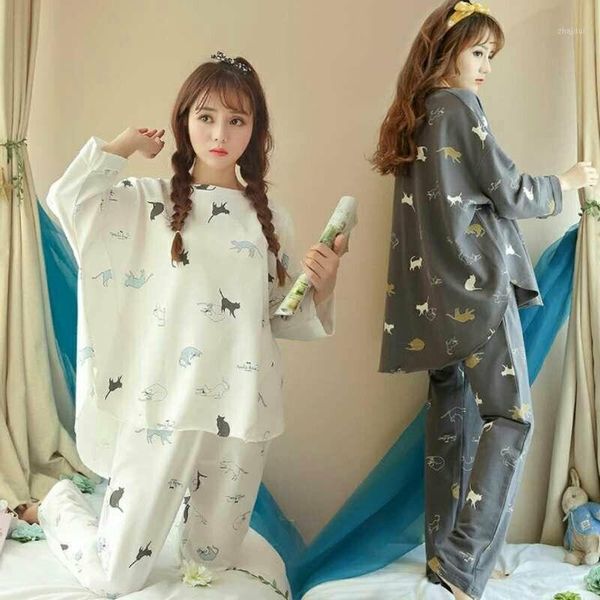 pajamas women's costumes long-sleeved 2021 autumn and winter cartoon sweet casual suit ladies large size two-piece two piece dress, White
pajamas women's costumes long-sleeved 2021 autumn and winter cartoon sweet casual suit ladies large size two-piece two piece dress, White