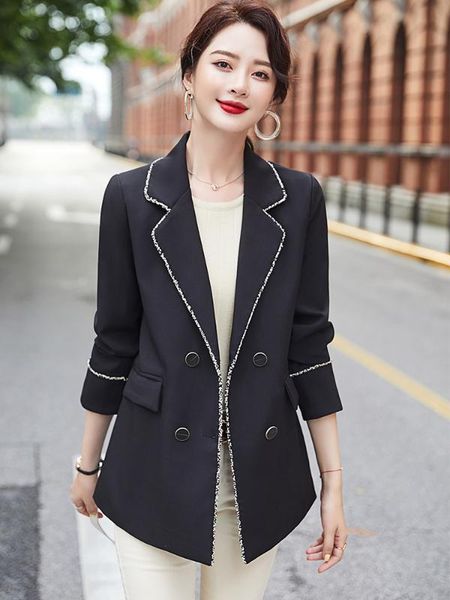 black double breasted loose women girl fashion blazer 2021 casual female solid outwear winter fall jacket coat, White;black
black double breasted loose women girl fashion blazer 2021 casual female solid outwear winter fall jacket coat, White;black