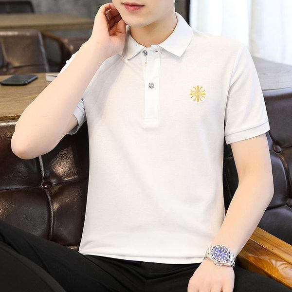 men's polos summer shirt short sleeve cotton embroidery solid color high end business casual lapel luxury t-shirt, White;black
men's polos summer shirt short sleeve cotton embroidery solid color high end business casual lapel luxury t-shirt, White;black