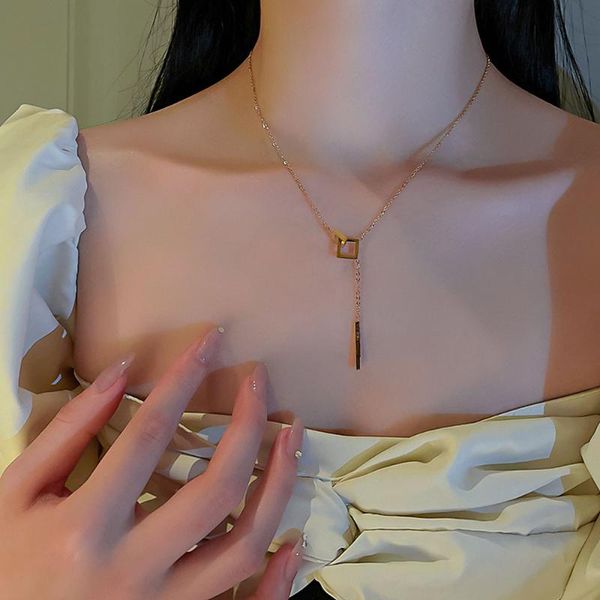 pendant necklaces titanium steel geometric square necklace clavicle chain neck net red temperament design sense item ornaments women, Silver
pendant necklaces titanium steel geometric square necklace clavicle chain neck net red temperament design sense item ornaments women, Silver