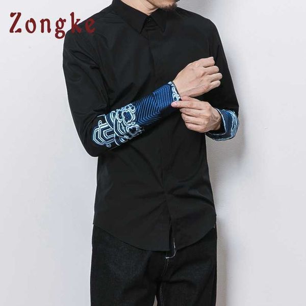 zongke chinese style embroidery men shirt long sleeve casual slim fit streetwear man clothes 210721, White;black
zongke chinese style embroidery men shirt long sleeve casual slim fit streetwear man clothes 210721, White;black
