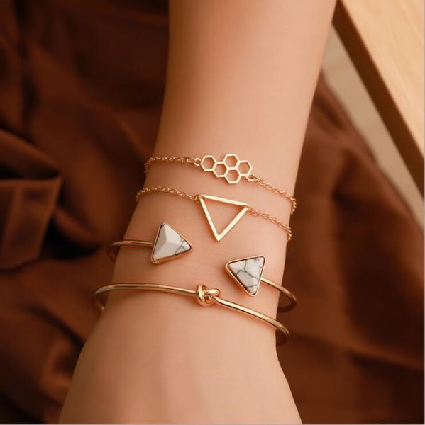 charm bracelets bracelet set handmade jewelry triangle knot bangle women bileklik, Golden;silver
charm bracelets bracelet set handmade jewelry triangle knot bangle women bileklik, Golden;silver