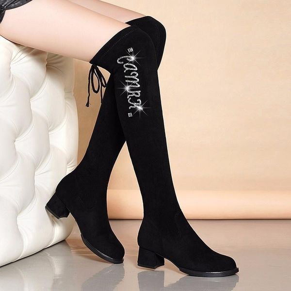 boots net red elastic women's 2021 autumn winter fashion rhinestone knee sleeve thick heel middle black thin
boots net red elastic women's 2021 autumn winter fashion rhinestone knee sleeve thick heel middle black thin