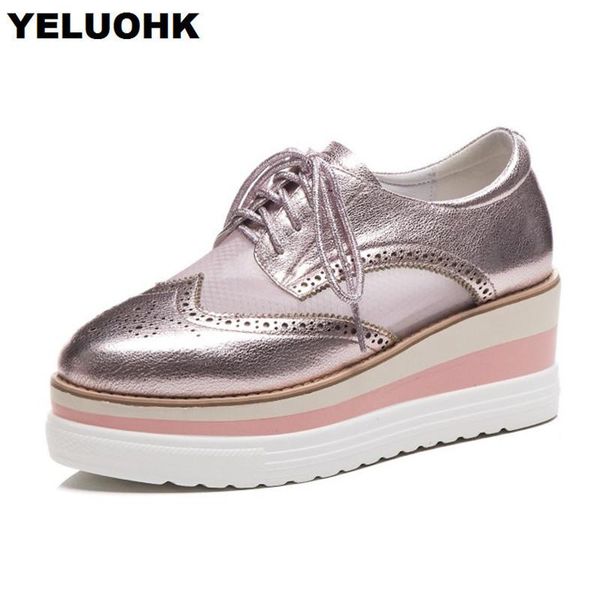 brand new summer genuine leather shoes women fashion brogue shoes woman platform comfortable women high heels high quality, Black
brand new summer genuine leather shoes women fashion brogue shoes woman platform comfortable women high heels high quality, Black