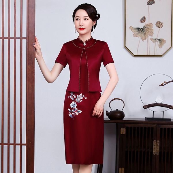 luxury cheongsam 2021 middle-aged improved cheongsam foreign style happy -in-law wedding 's two-piece drs summer, Blue;red
luxury cheongsam 2021 middle-aged improved cheongsam foreign style happy -in-law wedding 's two-piece drs summer, Blue;red