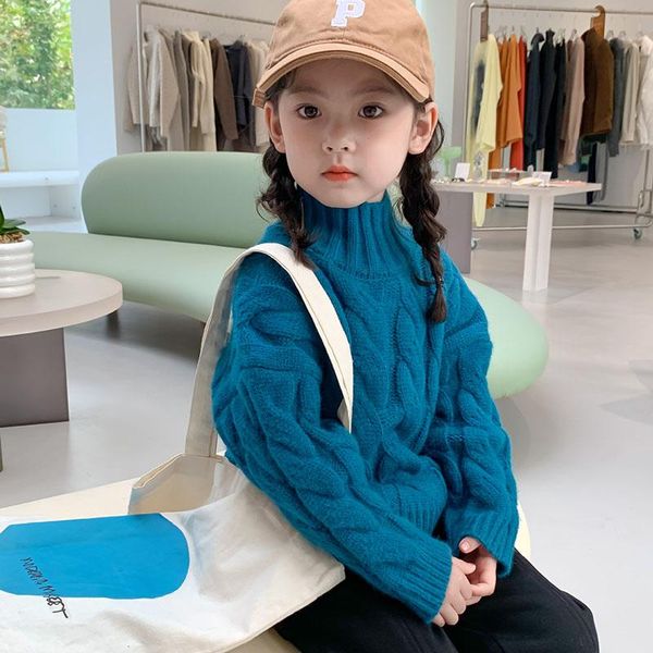 pullover 2021 winter children's wear girls' coarse high neck sweater korean pure color 2-372, Blue
pullover 2021 winter children's wear girls' coarse high neck sweater korean pure color 2-372, Blue