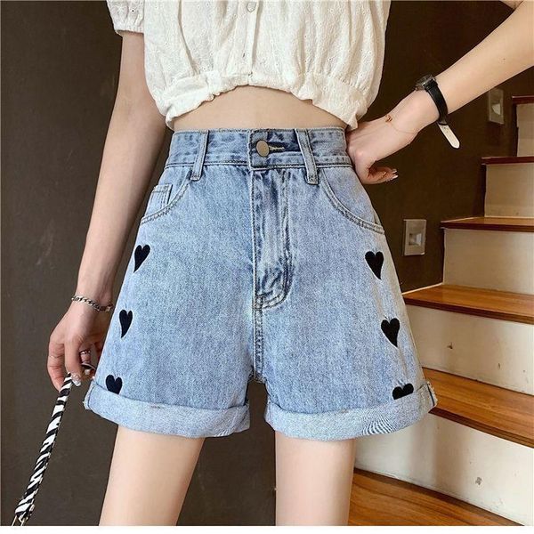 women's shorts denim high waist button wigh leg jeans heart patten summer casual female loose fit blue, White;black
women's shorts denim high waist button wigh leg jeans heart patten summer casual female loose fit blue, White;black