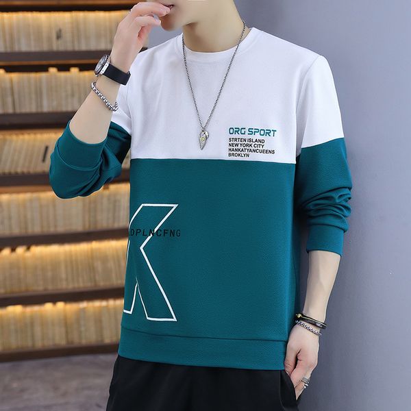 spring and autumn long sleeve round neck letter color matching t-shirt fashion youth korean fit men's pullover, White;black
spring and autumn long sleeve round neck letter color matching t-shirt fashion youth korean fit men's pullover, White;black