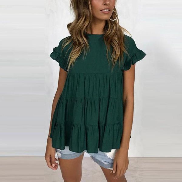 women's t-shirt summer t-shirts fashion round neck ruffled sweet loose short sleeve women green blue, White
women's t-shirt summer t-shirts fashion round neck ruffled sweet loose short sleeve women green blue, White