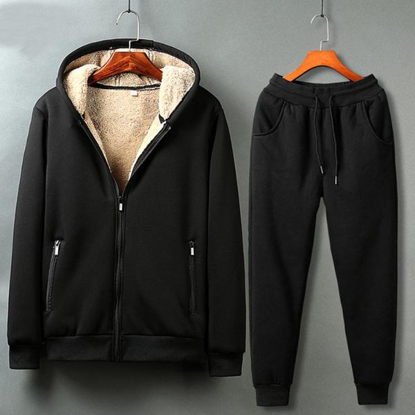 men's tracksuits winter men casual hooded jackets woolen lining warm fleece 2 pcs tracksuit full length sweatpants set suit plus size, Gray
men's tracksuits winter men casual hooded jackets woolen lining warm fleece 2 pcs tracksuit full length sweatpants set suit plus size, Gray