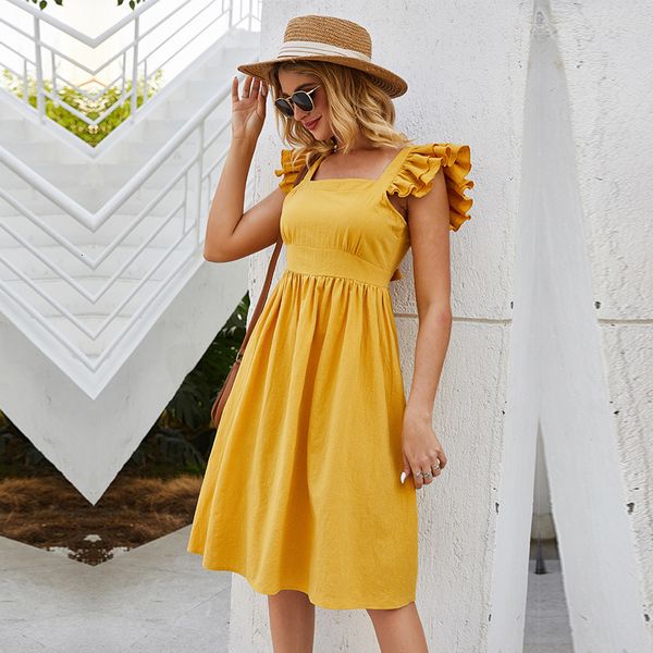 2021 new spring summer ladies elegant women's sleeveless stitching ruffled square collar solid open back lace up rwst, Black;gray
2021 new spring summer ladies elegant women's sleeveless stitching ruffled square collar solid open back lace up rwst, Black;gray