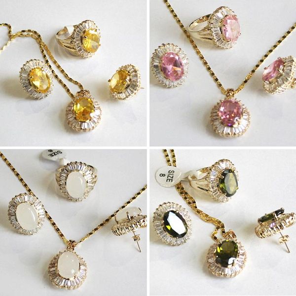 earrings & necklace fashion jewelry set green pink yellow white stone crystal zircon pendant ring sets rhinestone for women gifts, Silver
earrings & necklace fashion jewelry set green pink yellow white stone crystal zircon pendant ring sets rhinestone for women gifts, Silver