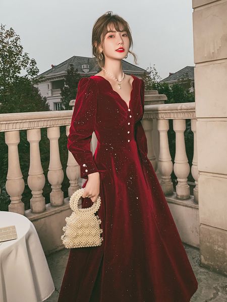 wine red velvet deep v neck shining a line evening dress simple fashion long sleeve women formal prom party gown, Black;red
wine red velvet deep v neck shining a line evening dress simple fashion long sleeve women formal prom party gown, Black;red