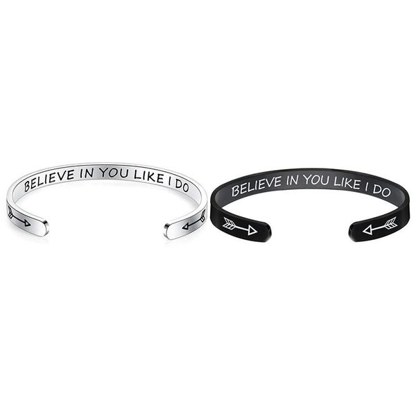 bangle 2 pcs stainless steel bracelet c-shaped opening female fashion jewelry boyfriend gift believe in you like i do, Black
bangle 2 pcs stainless steel bracelet c-shaped opening female fashion jewelry boyfriend gift believe in you like i do, Black