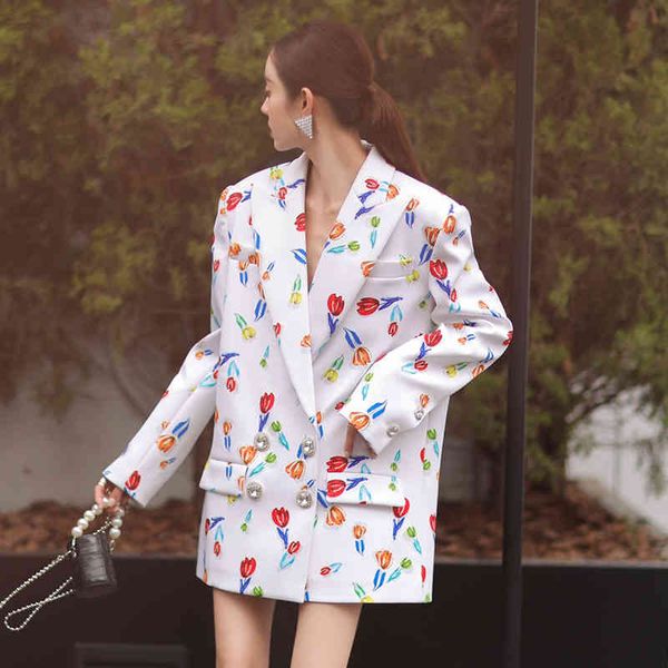 women's suits & blazers twotwinstyle casual loose print blazer for women notched long sleeve korean straight female spring fashion clot, White;black
women's suits & blazers twotwinstyle casual loose print blazer for women notched long sleeve korean straight female spring fashion clot, White;black