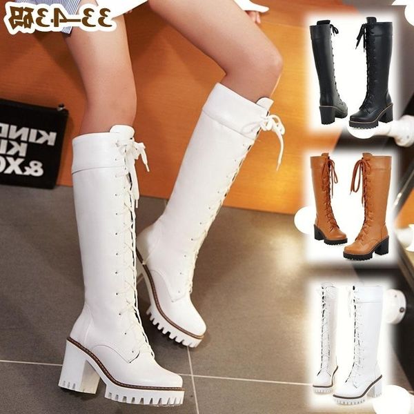 dress shoes autumn and winter women's boots high heel tube round head ribbon thick size, Black
dress shoes autumn and winter women's boots high heel tube round head ribbon thick size, Black
