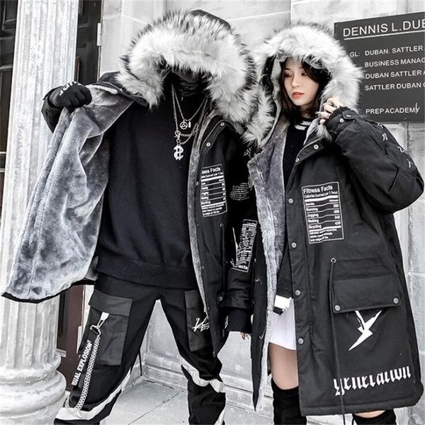 nagri hip-hop winter coat women long fur collar warm parka street style oversize couple hooded fleece jacket ladies 201027, Black
nagri hip-hop winter coat women long fur collar warm parka street style oversize couple hooded fleece jacket ladies 201027, Black