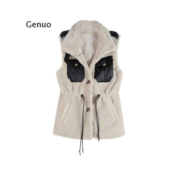 women's vests fluffy wool waistcoat women fashion color blocking pocket tunic lace-up lamb vest casual warm winter coat, Black;white
women's vests fluffy wool waistcoat women fashion color blocking pocket tunic lace-up lamb vest casual warm winter coat, Black;white