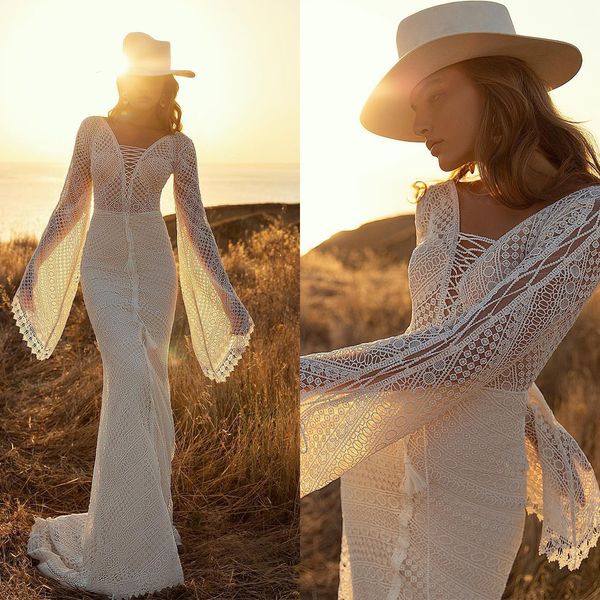 country mermaid wedding dresses long sleeves hollow out bridal gown custom made tassel floor length robes de mariée, White
country mermaid wedding dresses long sleeves hollow out bridal gown custom made tassel floor length robes de mariée, White