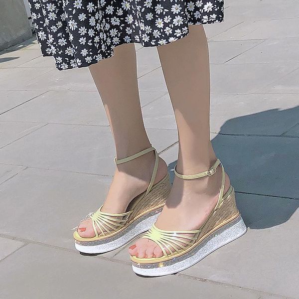 sandals genuine leather women wedge heel fashion open toe ankle cross lace-up 9cm ultra high heels platform shoes female, Black
sandals genuine leather women wedge heel fashion open toe ankle cross lace-up 9cm ultra high heels platform shoes female, Black