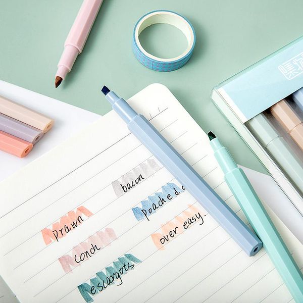 highlighters 6pcs color for you highlighter marker pen soft brush tip protect eyes sweet cream colors drawing paint office school a6265, Black;red
highlighters 6pcs color for you highlighter marker pen soft brush tip protect eyes sweet cream colors drawing paint office school a6265, Black;red