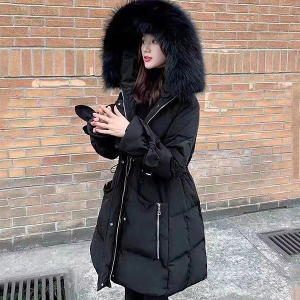 2021 new winter women large artificial fur collar hooded thick warm long coat 90% white duck down parka loose snow outwear 2q1p, Black
2021 new winter women large artificial fur collar hooded thick warm long coat 90% white duck down parka loose snow outwear 2q1p, Black