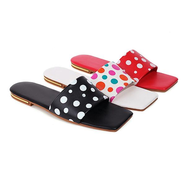 slippers 2021 ladies summer outside modern for women flat synthetic leather square peep toe print dot black fashion
slippers 2021 ladies summer outside modern for women flat synthetic leather square peep toe print dot black fashion