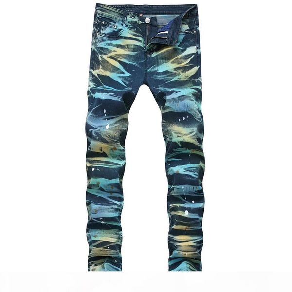 men's fashion painted jeans pants stretch straight printed denim trousers for male plsu size 28-42 washed, Blue
men's fashion painted jeans pants stretch straight printed denim trousers for male plsu size 28-42 washed, Blue
