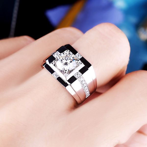 moss stone ring 18k white gold diamond ring atmospheric stability wide version european and american domineering men's ring, Silver
moss stone ring 18k white gold diamond ring atmospheric stability wide version european and american domineering men's ring, Silver