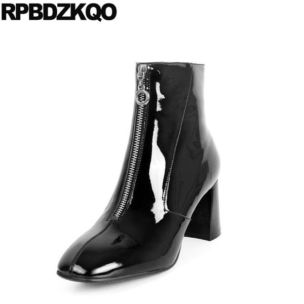 boots brand women winter genuine leather metal 2021 autumn square toe short chunky high heel shoes booties zipper quality patent, Black
boots brand women winter genuine leather metal 2021 autumn square toe short chunky high heel shoes booties zipper quality patent, Black
