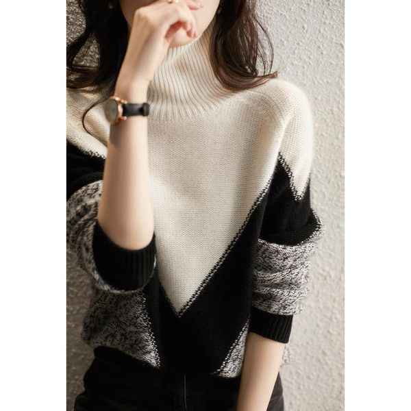 women's sweaters korean fashion lazy wind half high neck pullover loose pure cashmere sweater autumn and winter bottomed hand clothes, White;black
women's sweaters korean fashion lazy wind half high neck pullover loose pure cashmere sweater autumn and winter bottomed hand clothes, White;black