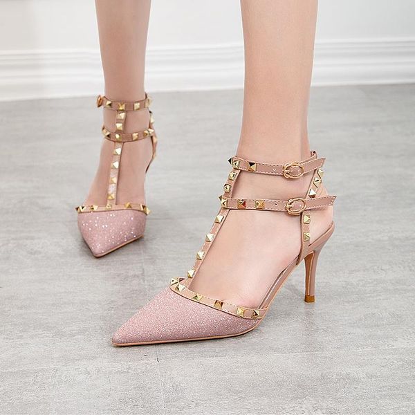 dress shoes 2021 women 7cm high heels rivets studded sandals lady sandles stiletto gladiator pumps stripper summer fetish separate, Black
dress shoes 2021 women 7cm high heels rivets studded sandals lady sandles stiletto gladiator pumps stripper summer fetish separate, Black