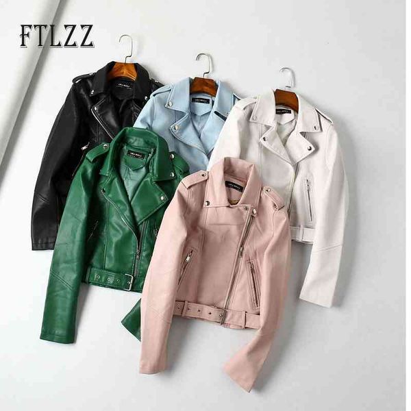spring autumn faux leahter coat women slim with belt zipper biker jacket ladies fashion streetwear green outerwear 210602, Black
spring autumn faux leahter coat women slim with belt zipper biker jacket ladies fashion streetwear green outerwear 210602, Black