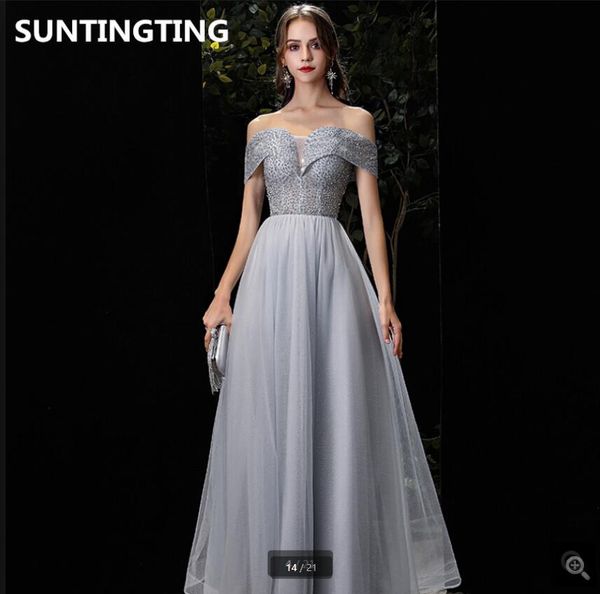 2021 real p silver tulle a line off the shoulder vintage prom dress heavily beading crystals v neckline sparkly formal long evening dresses, Black
2021 real p silver tulle a line off the shoulder vintage prom dress heavily beading crystals v neckline sparkly formal long evening dresses, Black