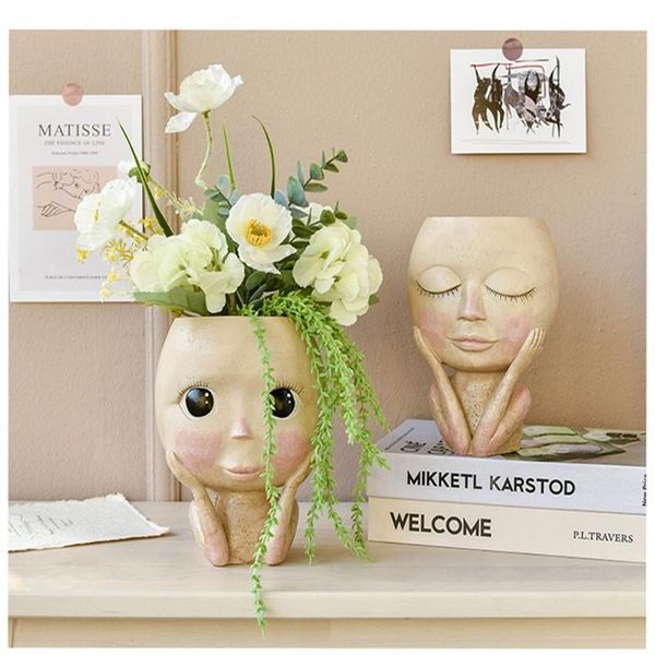 nordic creative resin human head vase art flowers arrangement doll sculpture flower potted plant home garden decoration
nordic creative resin human head vase art flowers arrangement doll sculpture flower potted plant home garden decoration