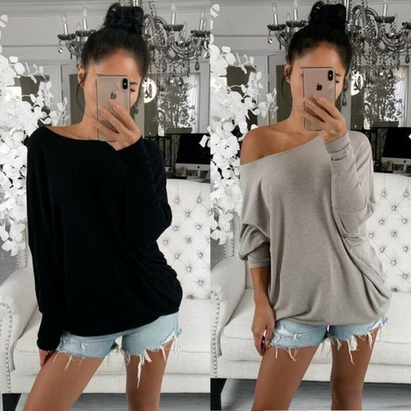 2021 fashion women`s off shoulder long sleeve t-shirt casual ladies loose solid daily wear, White
2021 fashion women`s off shoulder long sleeve t-shirt casual ladies loose solid daily wear, White