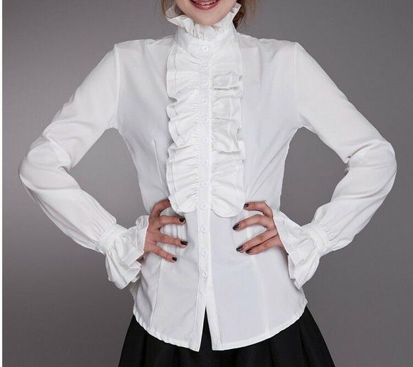 spring autumn women white frilly ruffle shirt fashion female blouse casual long sleeve retro ladies slim button blouses
spring autumn women white frilly ruffle shirt fashion female blouse casual long sleeve retro ladies slim button blouses