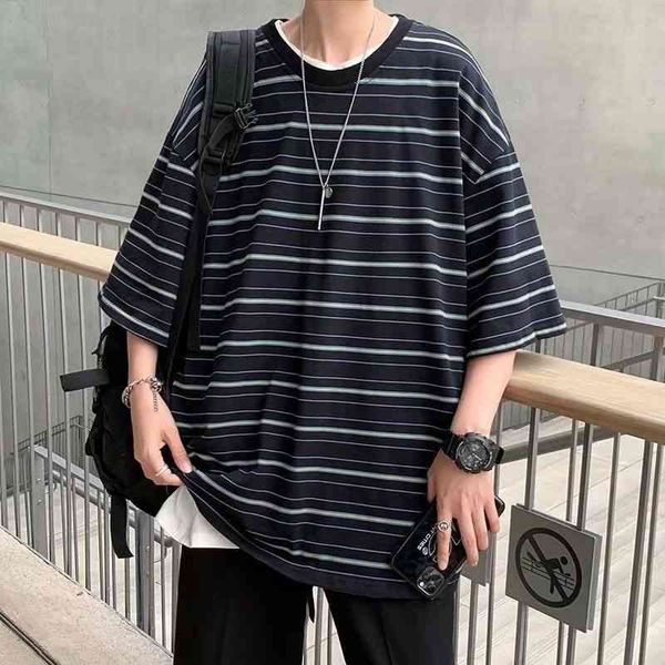 men's t-shirts summer cotton short-sleeved t-shirt fashion retro casual t shirt men streetwear korean loose hip-hop striped tshirt, White;black
men's t-shirts summer cotton short-sleeved t-shirt fashion retro casual t shirt men streetwear korean loose hip-hop striped tshirt, White;black