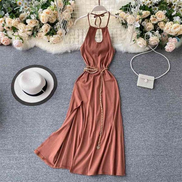 women elegant dress hollow-out backless halter sleeveless cross slit fashion solid color vestidos de fiesta m627 210527, Black;gray
women elegant dress hollow-out backless halter sleeveless cross slit fashion solid color vestidos de fiesta m627 210527, Black;gray