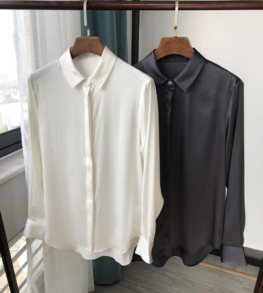 women's blouses & shirts elfstyle light luxury female 100% silk satin solid color long sleeve lapel blouse shirt top, White
women's blouses & shirts elfstyle light luxury female 100% silk satin solid color long sleeve lapel blouse shirt top, White